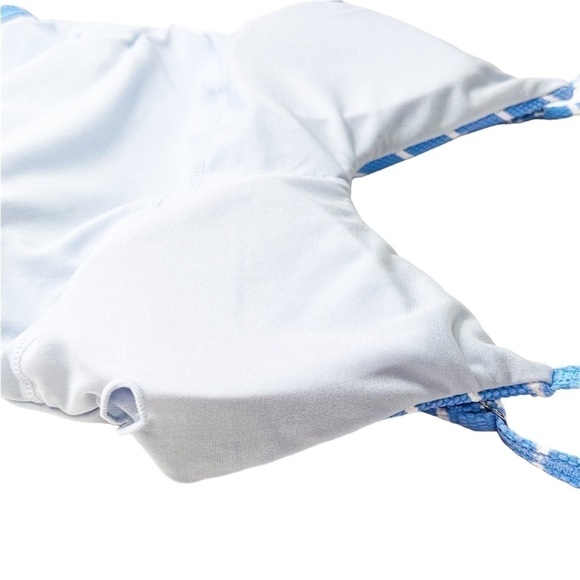 Splendid Atmospheric Belted One Piece Swimsuit Bathing Suit Sz Medium Blue NWT - Picture 4 of 9